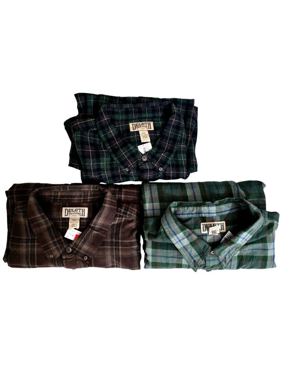 Duluth Trading Co Flannel Shirt Lot 3 Mens 4XL Plaid Button Down Heavy Cotton